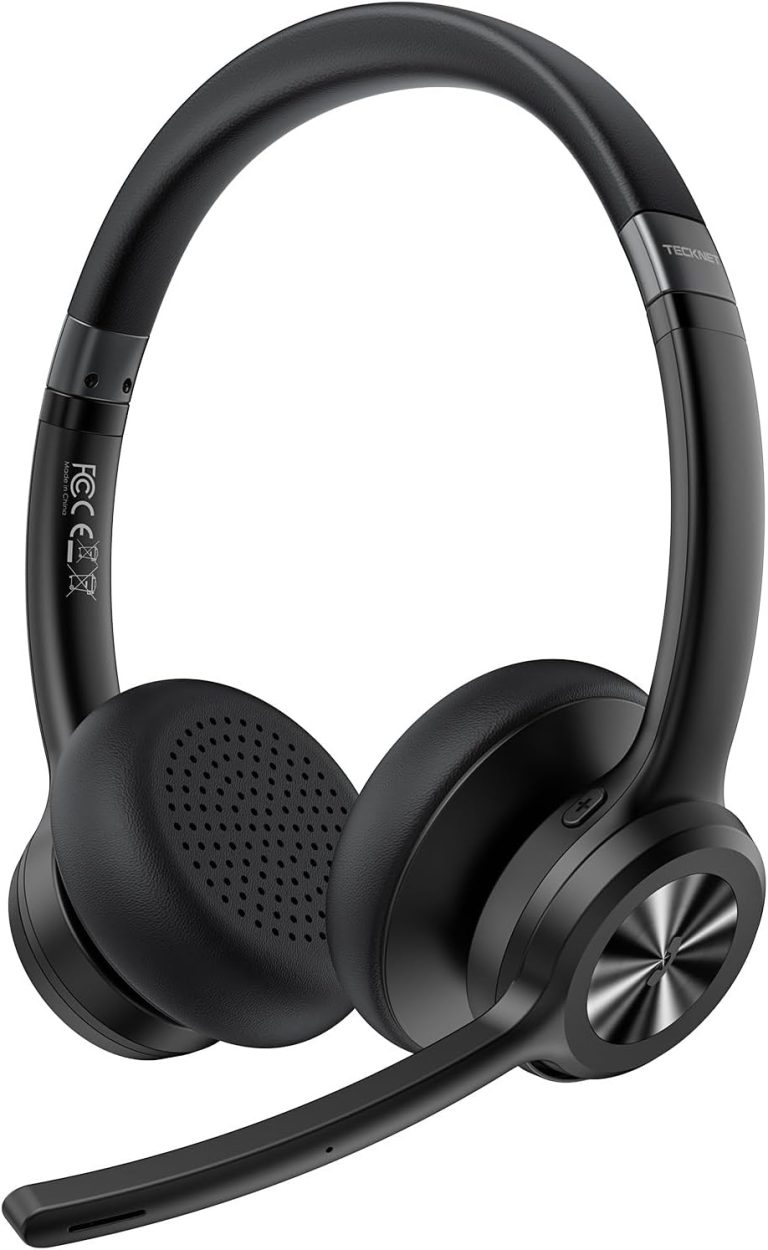 TECKNET Wireless Headset, Bluetooth Headset with Noise Cancelling Microphone - Rechargeable Bluetooth V5.2 Headphones, 5 - TECKNET Wireless Headset review