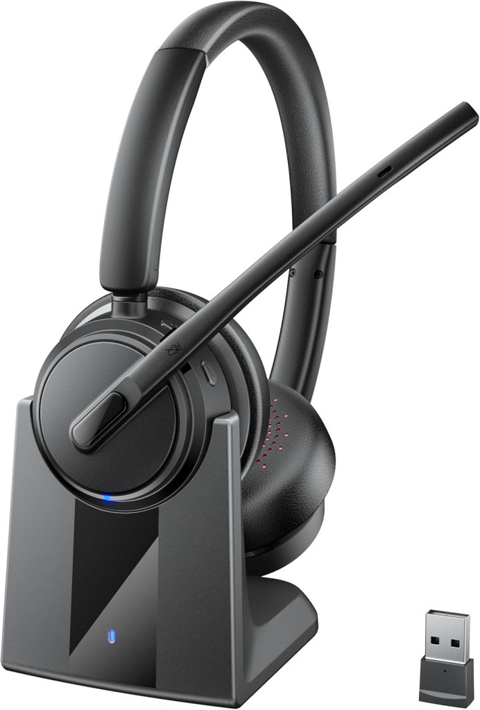 Mopchnic Wireless Headset with Noise Cancelling Microphone, On-Ear Bluetooth Headset with USB Dongle, Mute Function & Ch - Mopchnic Wireless Headset review