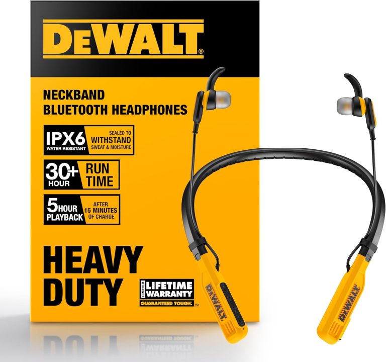 DEWALT Heavy Duty Bluetooth Neckband Headphones, Wireless Around The Neck Earbuds w/ 30H Runtime + Noise Isolation, Secu - DEWALT Heavy Duty review
