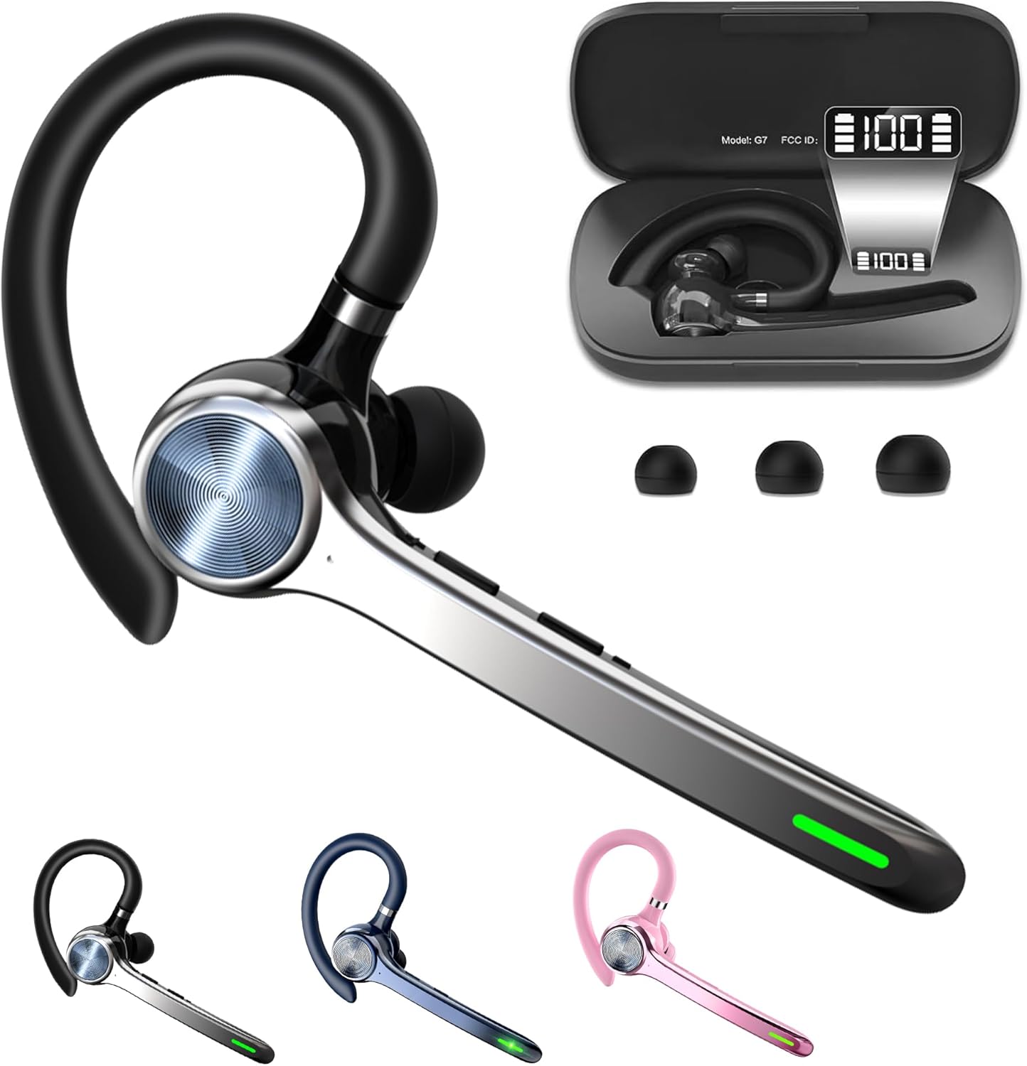 HEIBAS Bluetooth Headset, Wireless Bluetooth Earpiece with 500mAh Charging Case 72 Hours Talking Time Built-in Microphon - HEIBAS Bluetooth Headset review