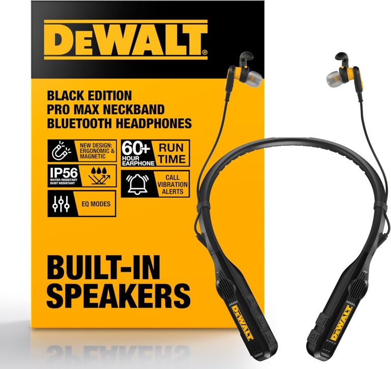 DEWALT Heavy Duty Black Edition 2-in-1 Neckband Bluetooth Headphones w/Built-in Speakers, Jobsite Wearable Speaker & Aro - DEWALT Heavy Duty review