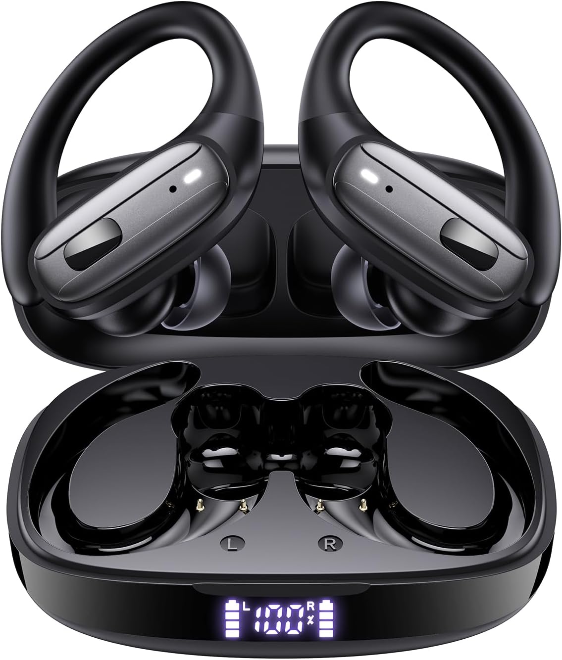 LEEMC Wireless Earbuds, Bluetooth Headphones 5.4, 80Hr Playtime earbuds with Hooks for Sports, Noise Canceling, LED Dis - LEEMC Wireless Earbuds review